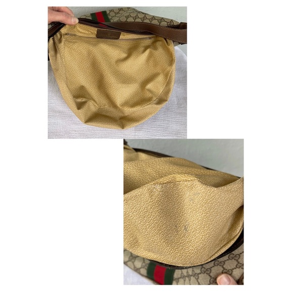 SOLD! 80’s GUCCI GG Supreme Ophidia Web PVC Half Moon Crescent Hobo Shoulder Bag - Picture 10 of 12